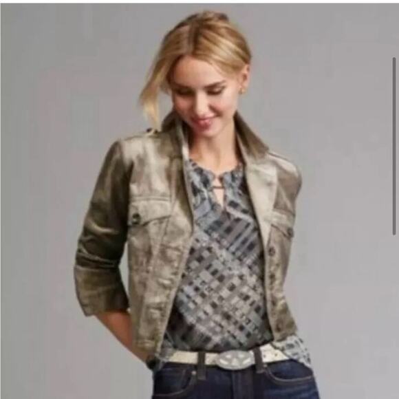 Cabi Sunday Topper platinum velvet velour button front jacket size Small #3377 - Picture 16 of 16